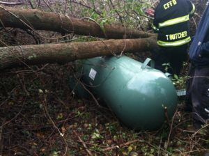 damaged propane tank during Hurricane Sandy