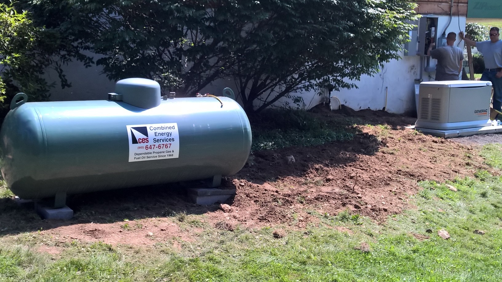 Green Propane tank with whole house generator